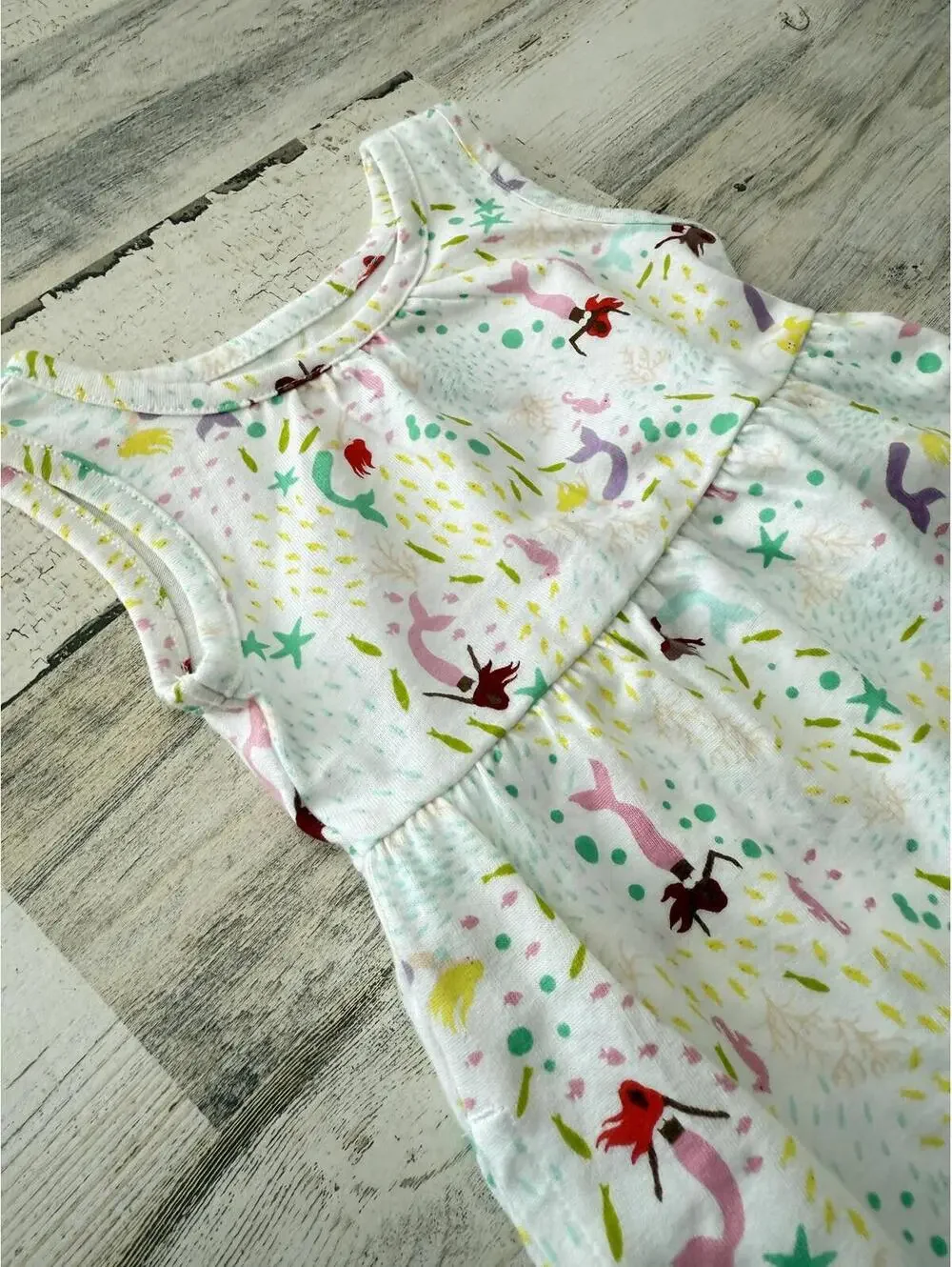 Toddler Girls Mermaid Print Dress Toddler Size 12M Sleeveless Lightweight